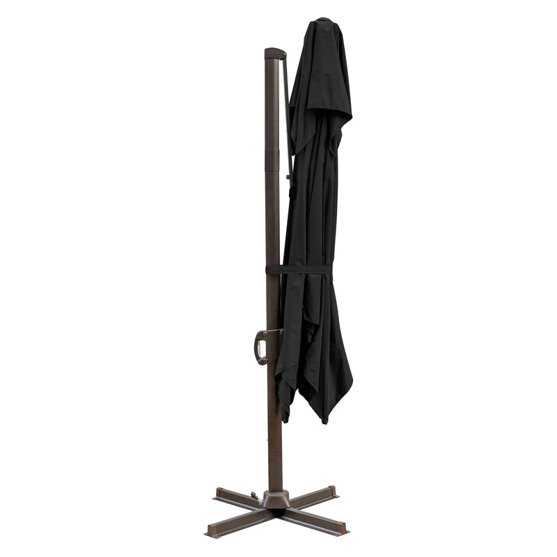 10' Black Polyester Square Tilt Cantilever Patio Umbrella With Stand Homeroots Outdoor