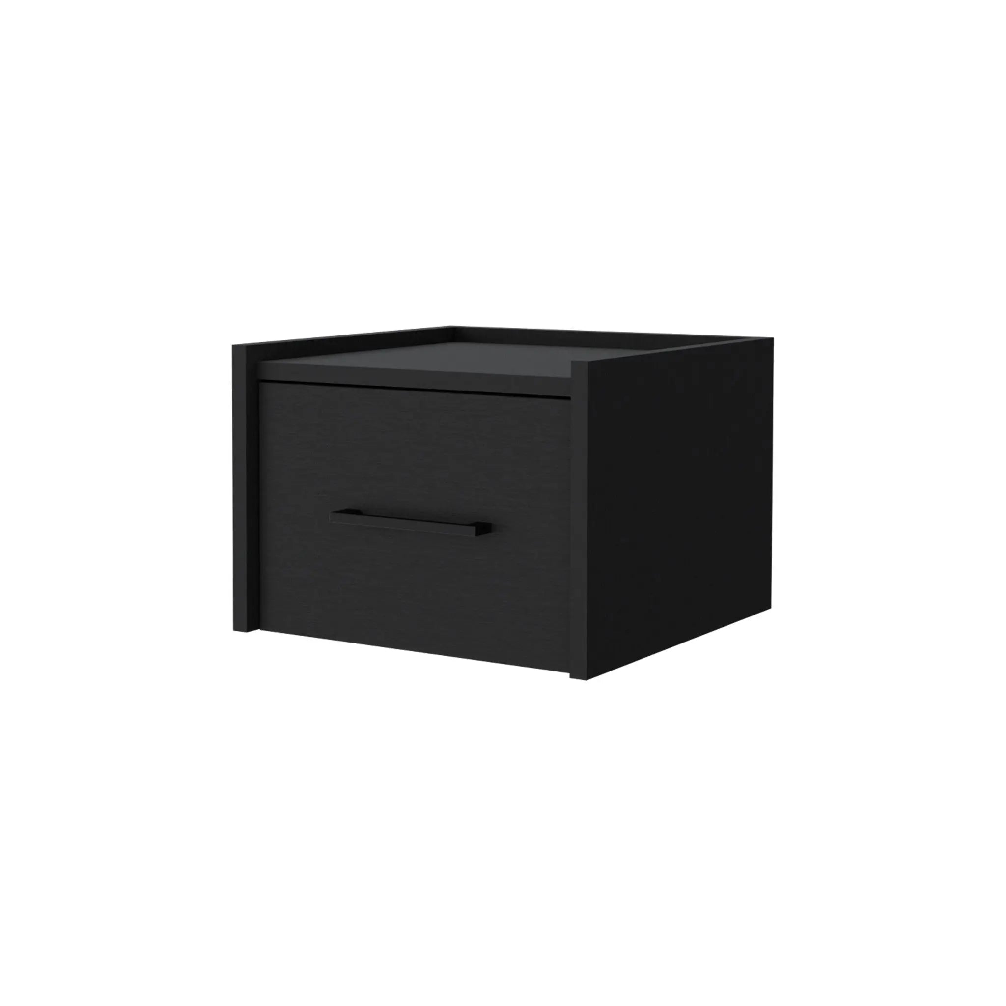 10" Black Wood One Drawer Floating Nightstand Homeroots Bed & Bath