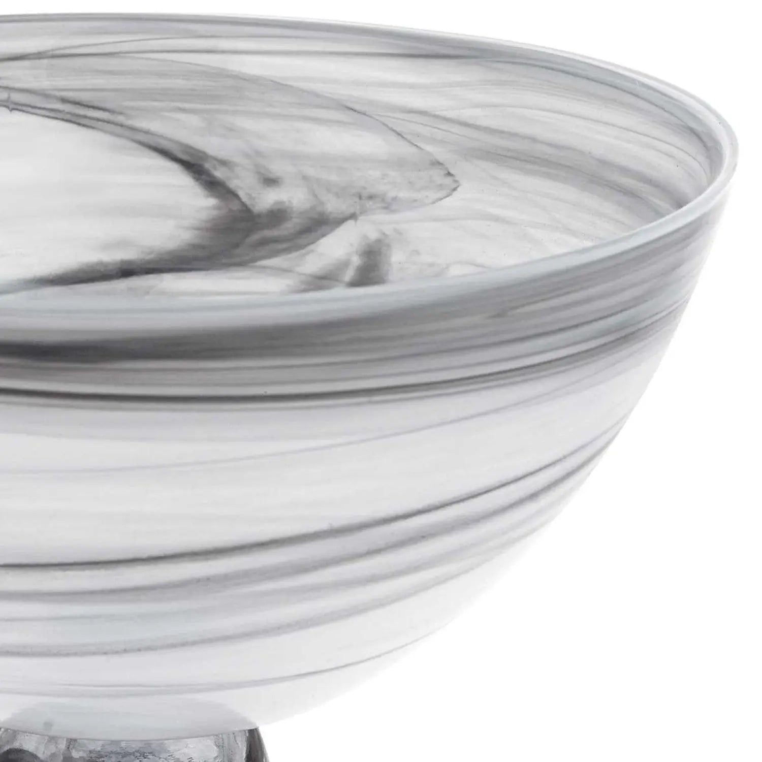 10" Black and Gray Swirl Mouth Blown Glass Footed Centerpiece Bowl Homeroots Kitchen & Dining