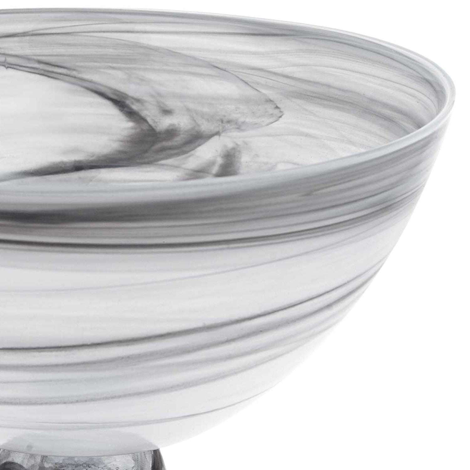 10" Black and Gray Swirl Mouth Blown Glass Footed Centerpiece Bowl Homeroots Kitchen & Dining