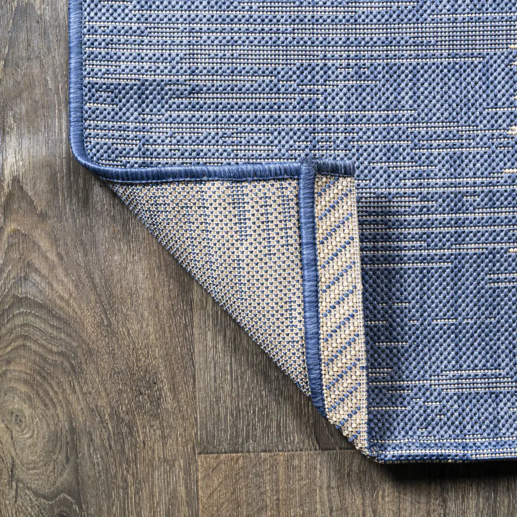 10' Blue And Beige Striped Indoor Outdoor Runner Rug Homeroots Outdoor