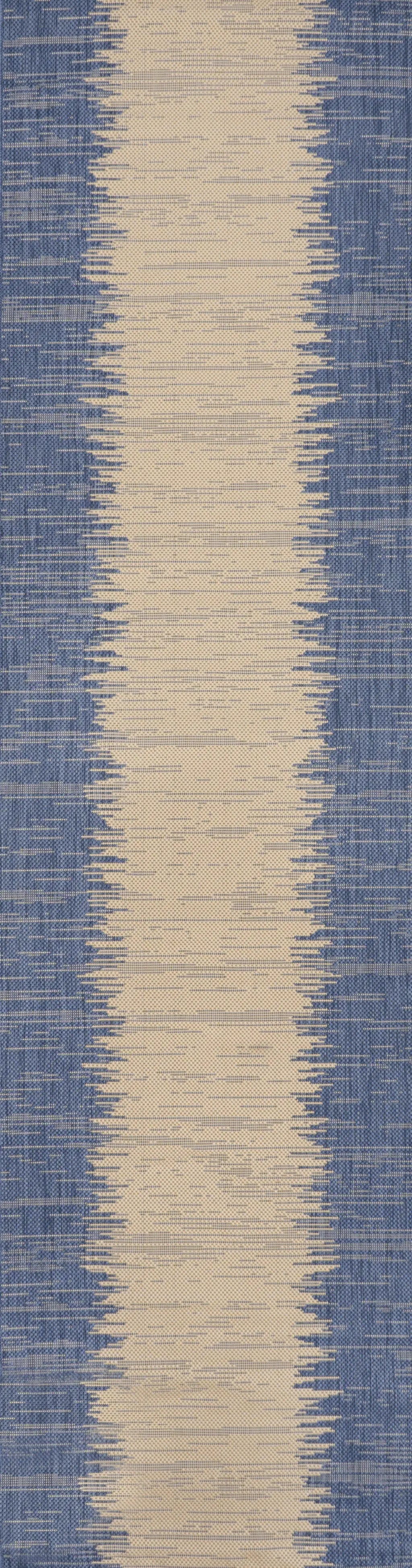 10' Blue And Beige Striped Indoor Outdoor Runner Rug Homeroots Outdoor