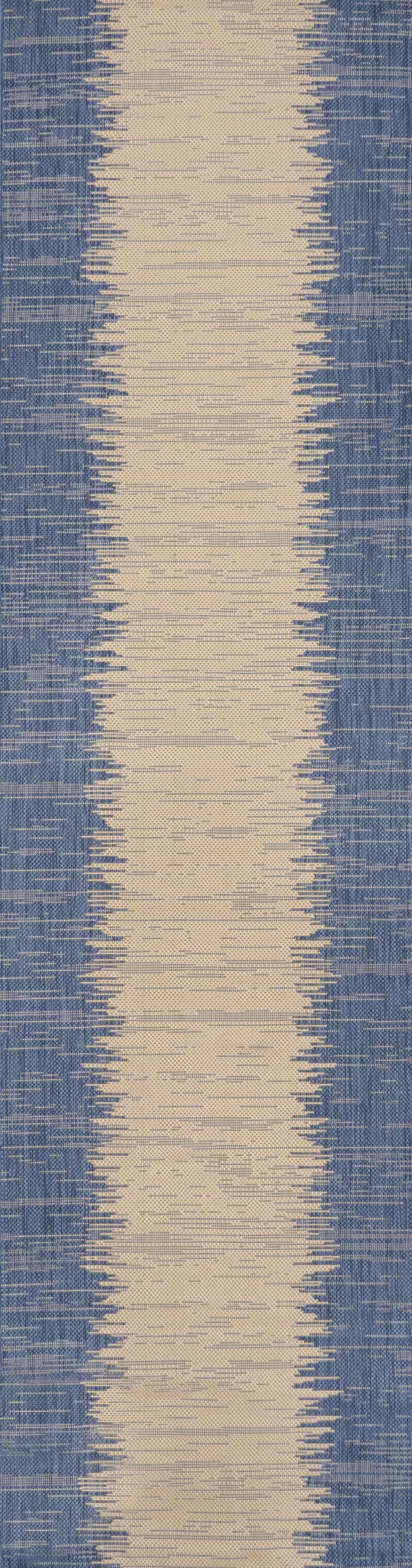 10' Blue And Beige Striped Indoor Outdoor Runner Rug Homeroots Outdoor