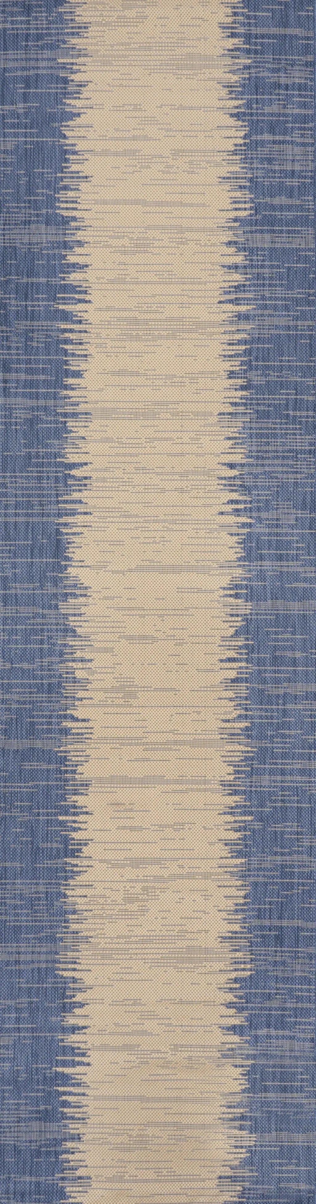 10' Blue And Beige Striped Indoor Outdoor Runner Rug Homeroots Outdoor