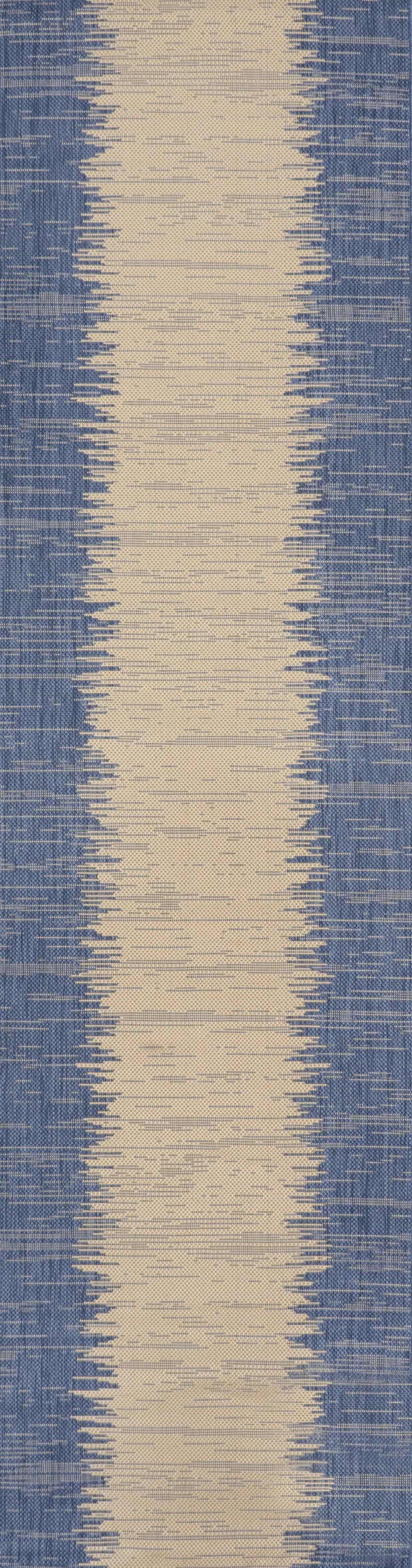 10' Blue And Beige Striped Indoor Outdoor Runner Rug Homeroots Outdoor