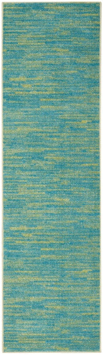 10' Blue And Green Indoor Outdoor Runner Rug - GreatEagleInc