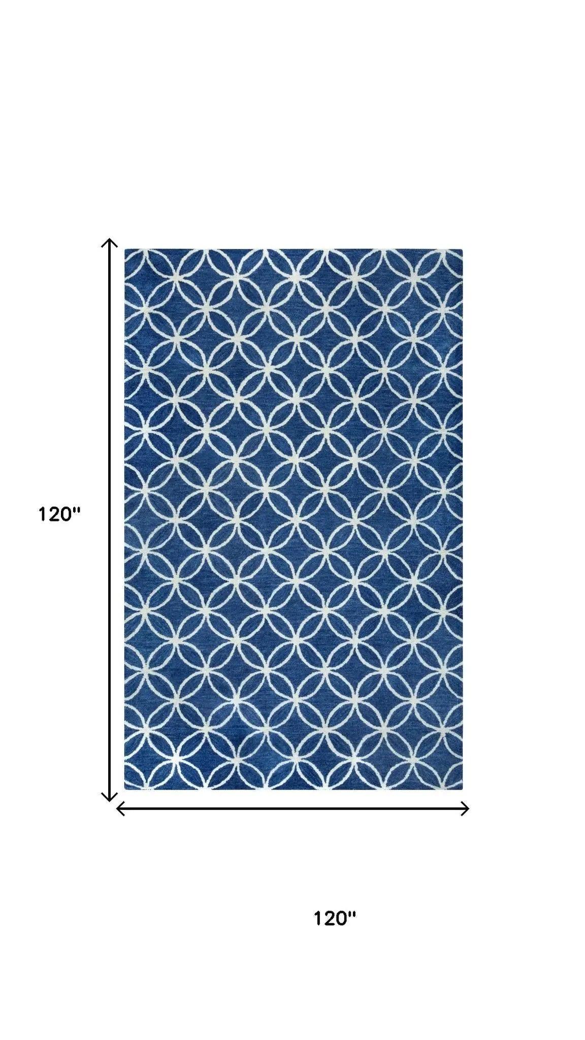 10' Blue And Ivory Wool Geometric Hand Tufted Round Rug Homeroots Home Decor