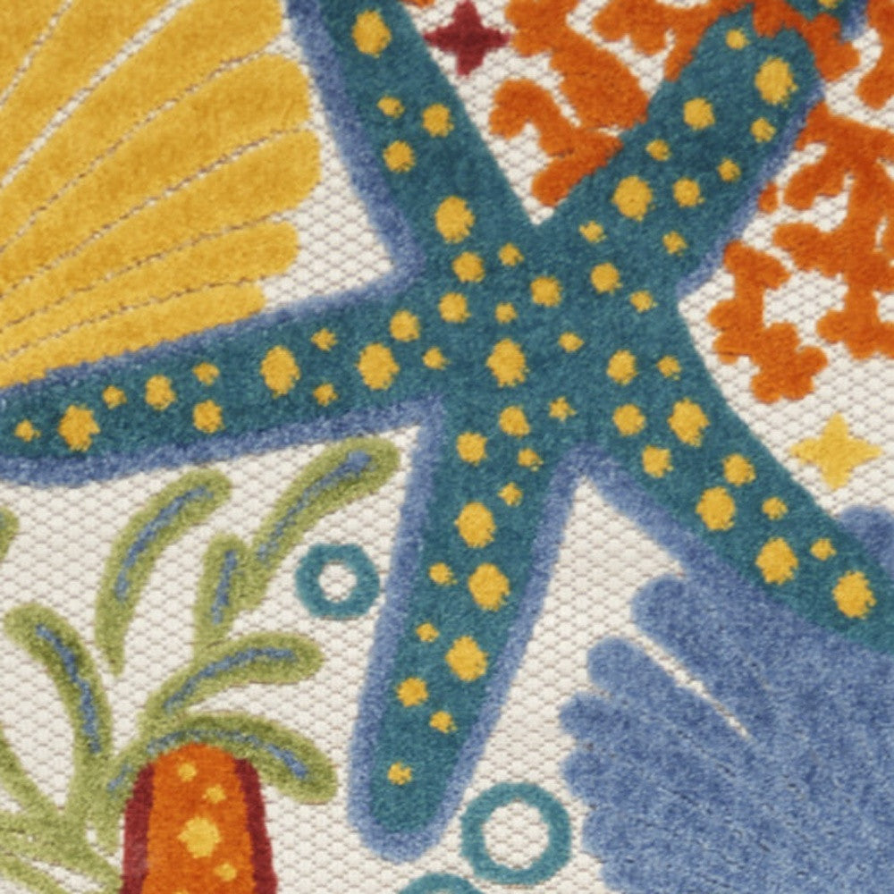 10' Blue And Yellow Indoor Outdoor Runner Rug Homeroots Outdoor