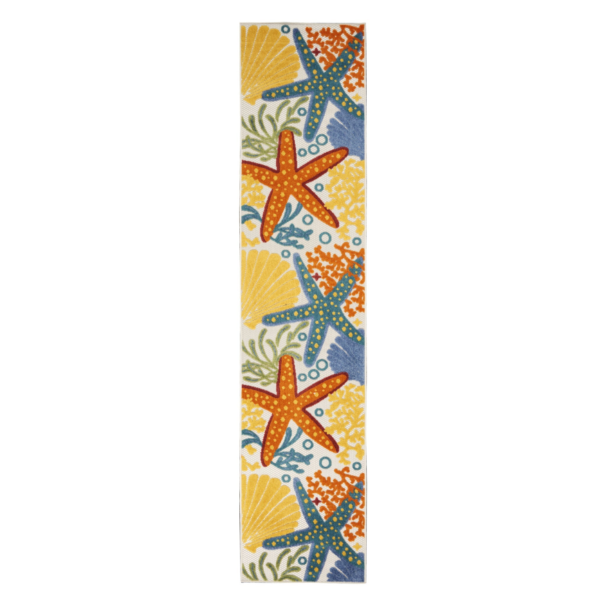 10' Blue And Yellow Indoor Outdoor Runner Rug Homeroots Outdoor
