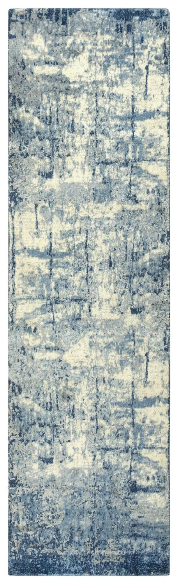 10' Blue Light Blue Gray And Ivory New Zealand Lambs Wool Abstract Hand Carved Handmade Area Rug Homeroots Home Decor
