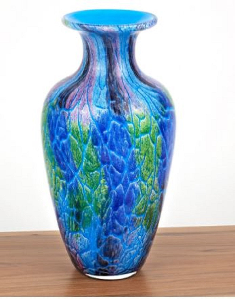 10" Blue and Green Glass Abstract Round Table Vase Homeroots Home Decor