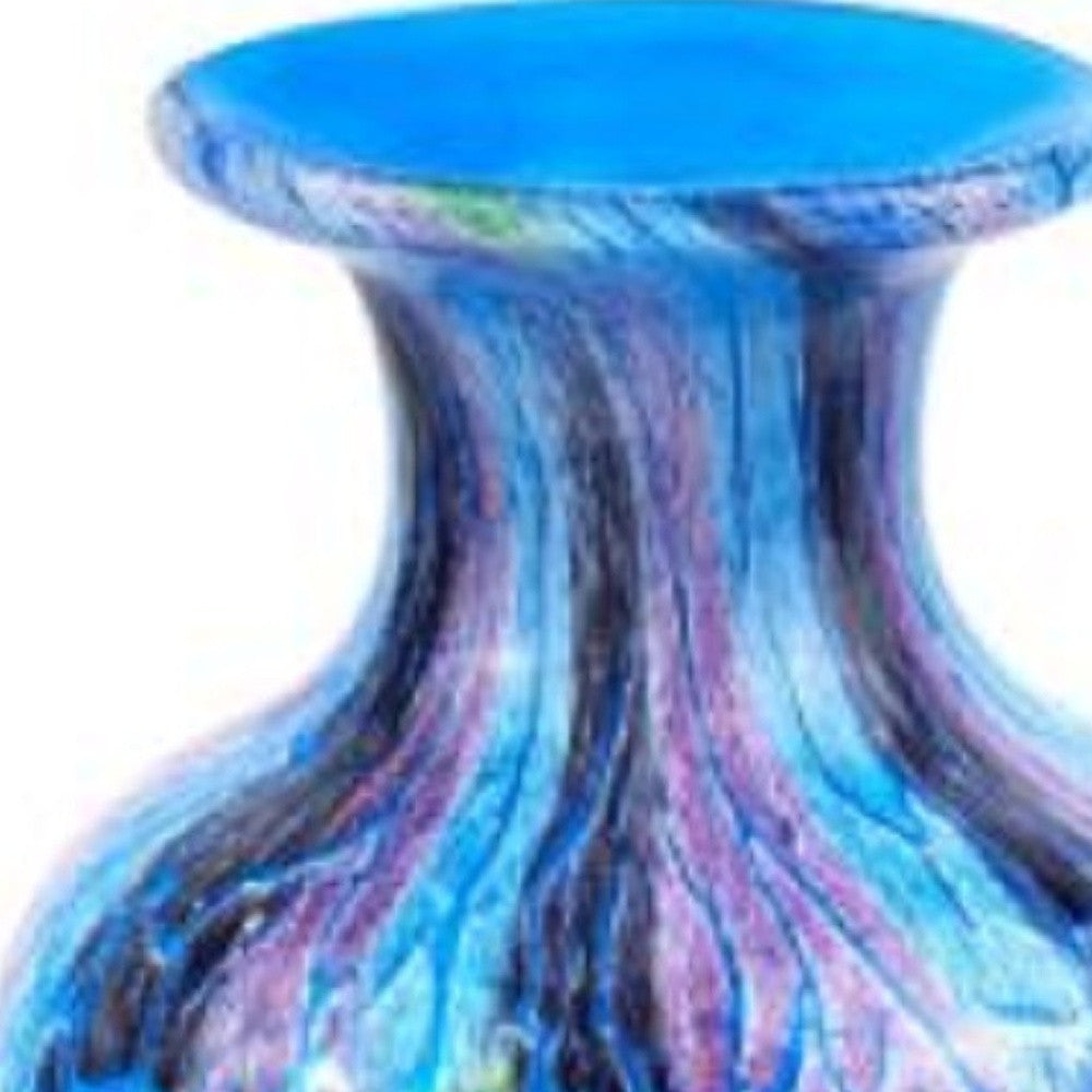 10" Blue and Green Glass Abstract Round Table Vase Homeroots Home Decor