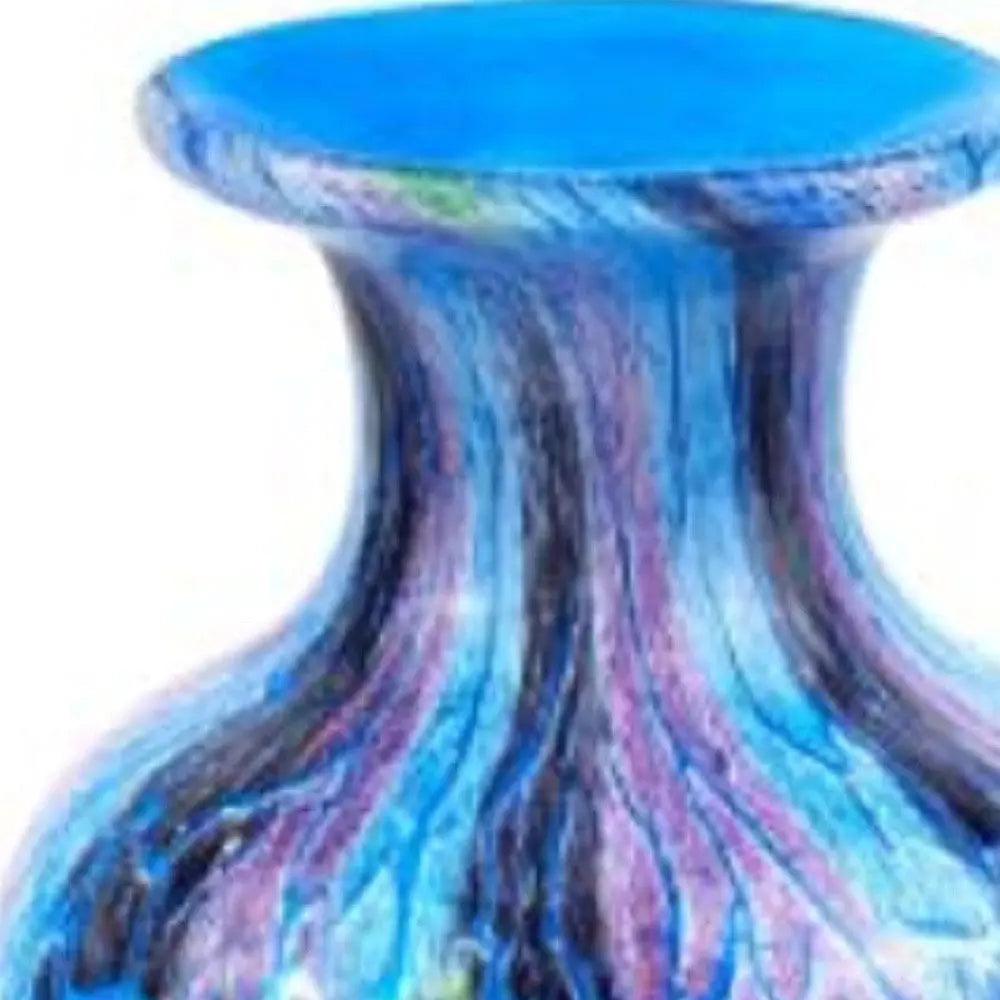 10" Blue and Green Glass Abstract Round Table Vase Homeroots Home Decor