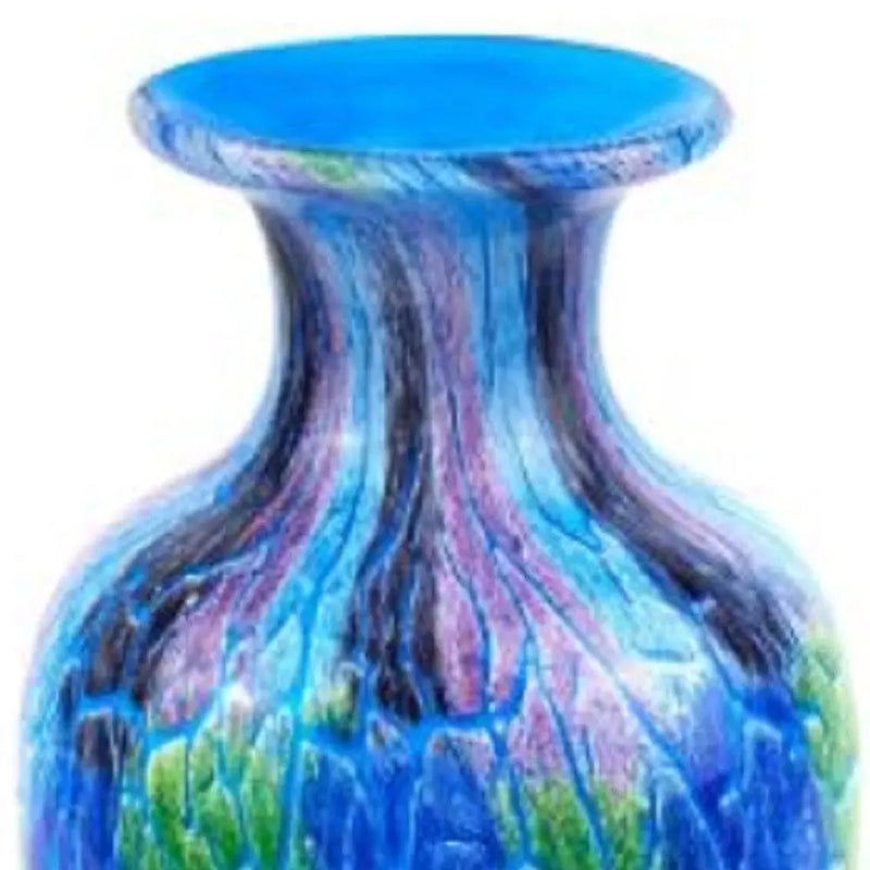 10" Blue and Green Glass Abstract Round Table Vase Homeroots Home Decor