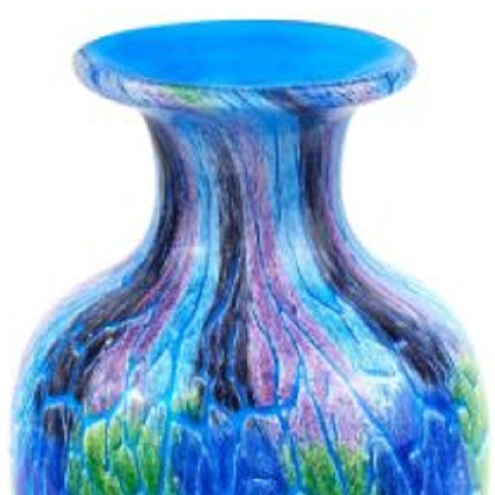 10" Blue and Green Glass Abstract Round Table Vase Homeroots Home Decor