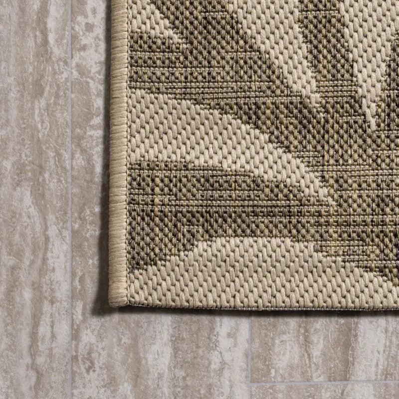 10' Brown And Beige Floral Indoor Outdoor Runner Rug Homeroots Outdoor
