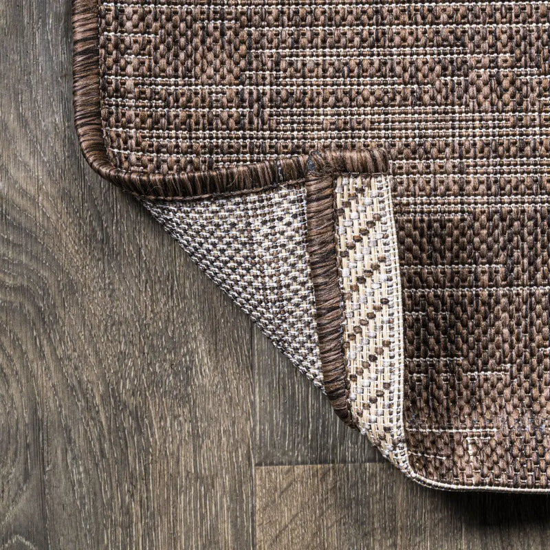 10' Brown And Beige Striped Indoor Outdoor Runner Rug Homeroots Outdoor