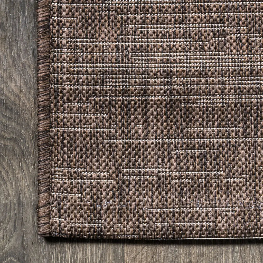 10' Brown And Beige Striped Indoor Outdoor Runner Rug Homeroots Outdoor
