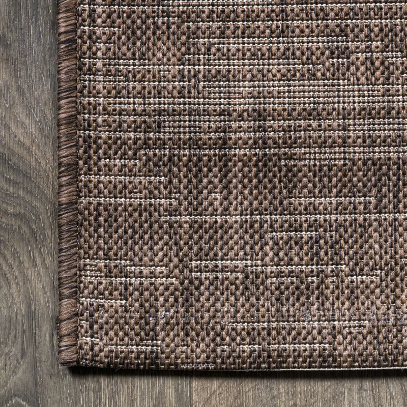 10' Brown And Beige Striped Indoor Outdoor Runner Rug Homeroots Outdoor