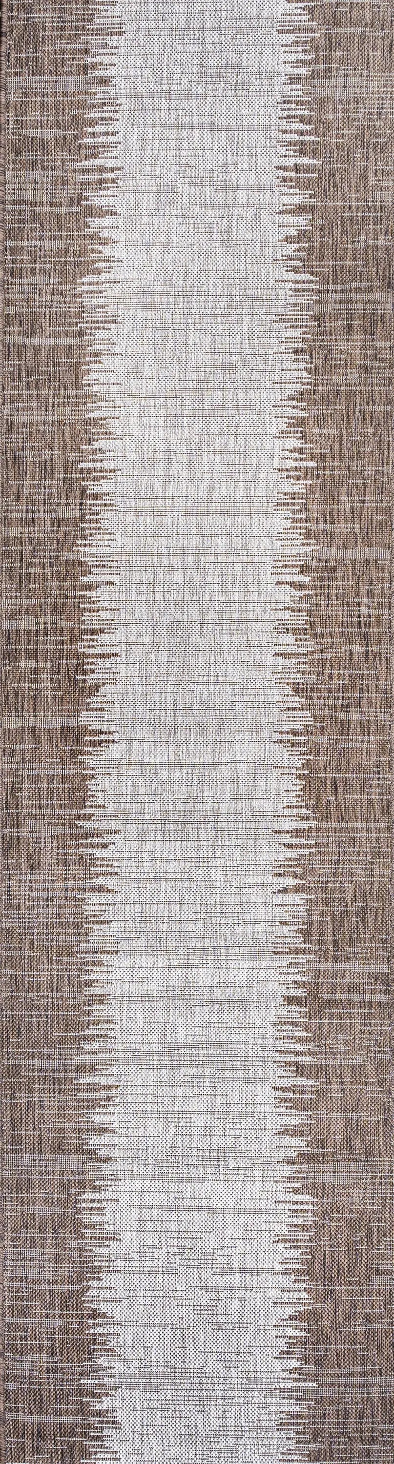 10' Brown And Beige Striped Indoor Outdoor Runner Rug Homeroots Outdoor