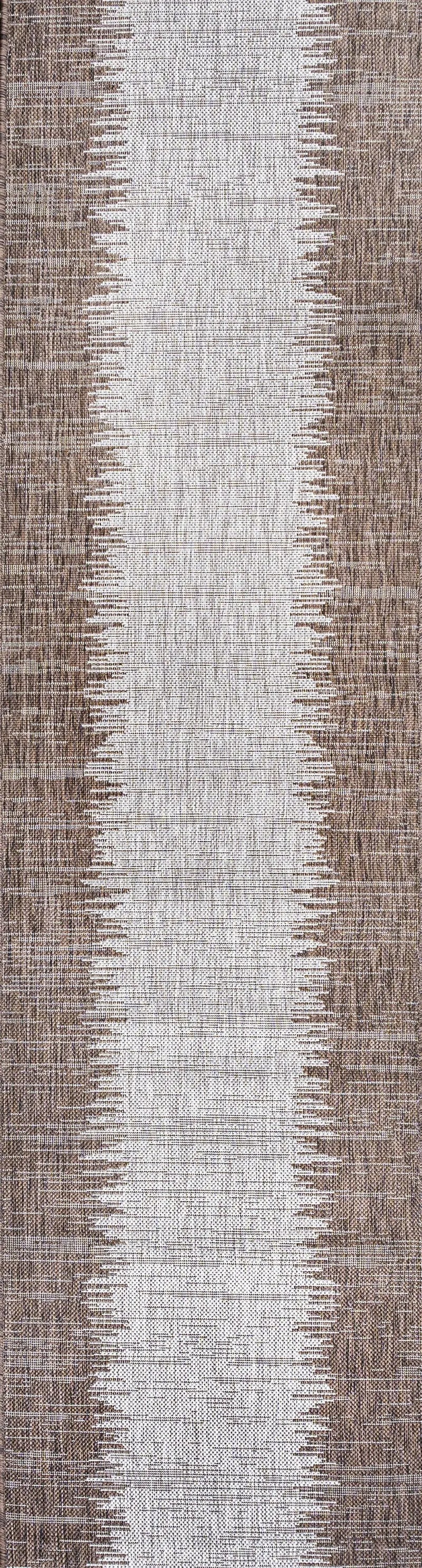 10' Brown And Beige Striped Indoor Outdoor Runner Rug Homeroots Outdoor