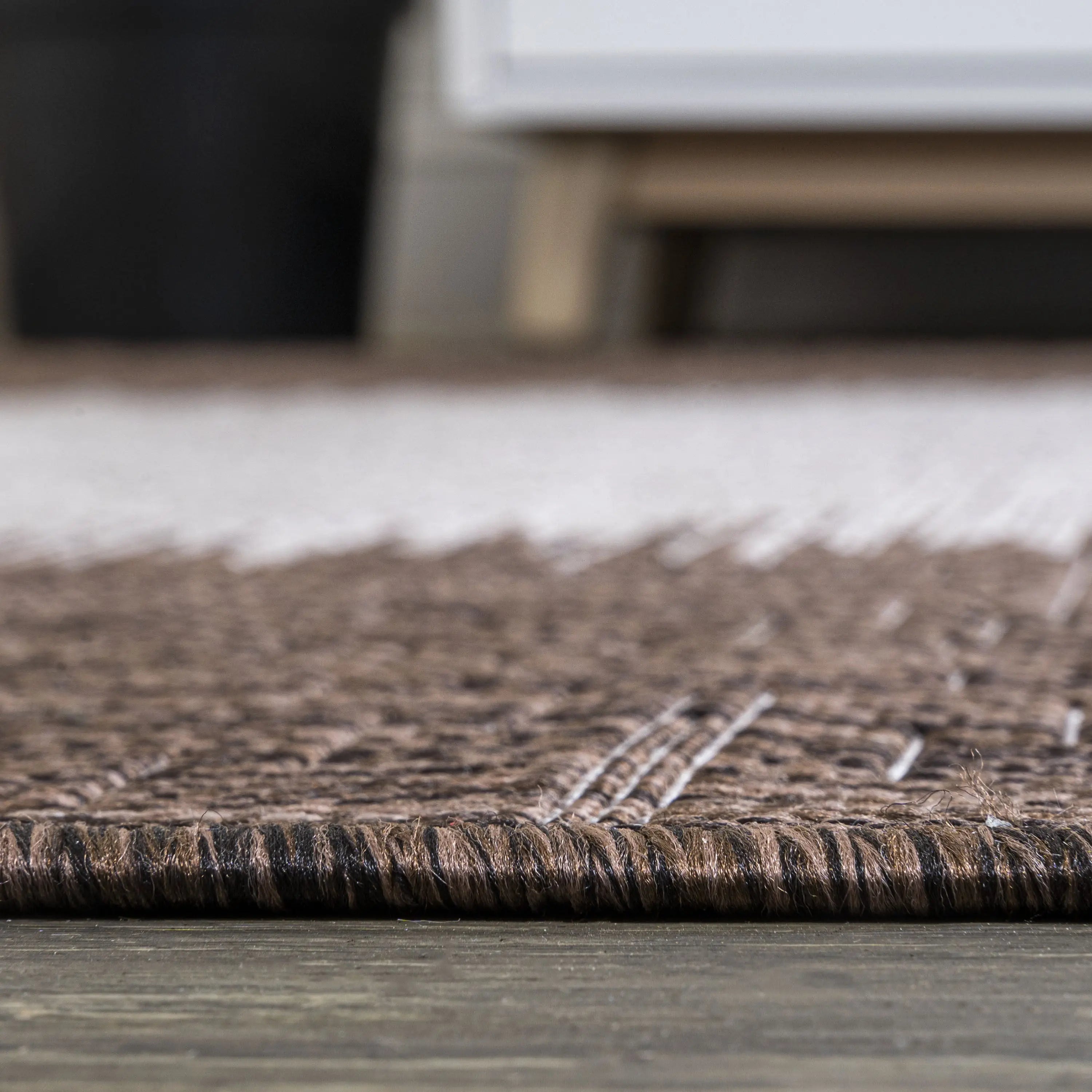 10' Brown And Beige Striped Indoor Outdoor Runner Rug Homeroots Outdoor