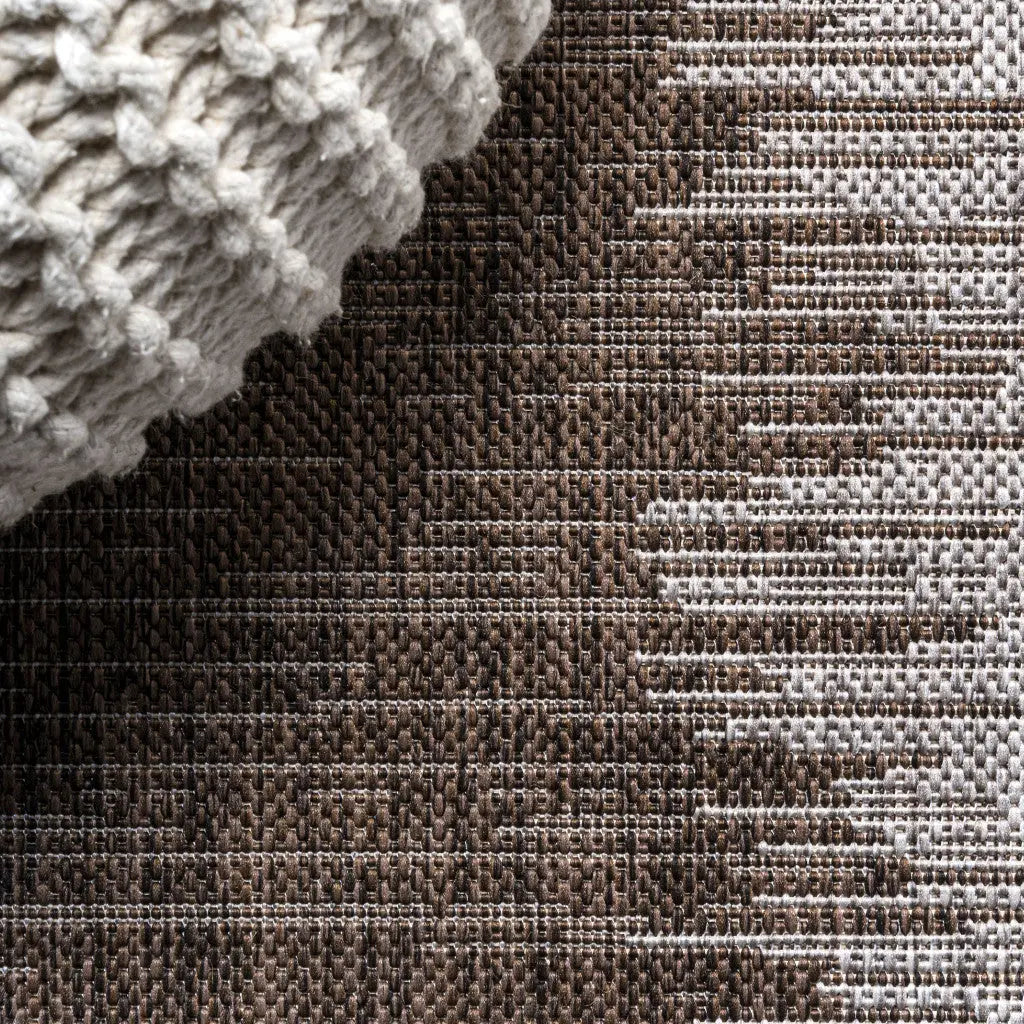 10' Brown And Beige Striped Indoor Outdoor Runner Rug Homeroots Outdoor