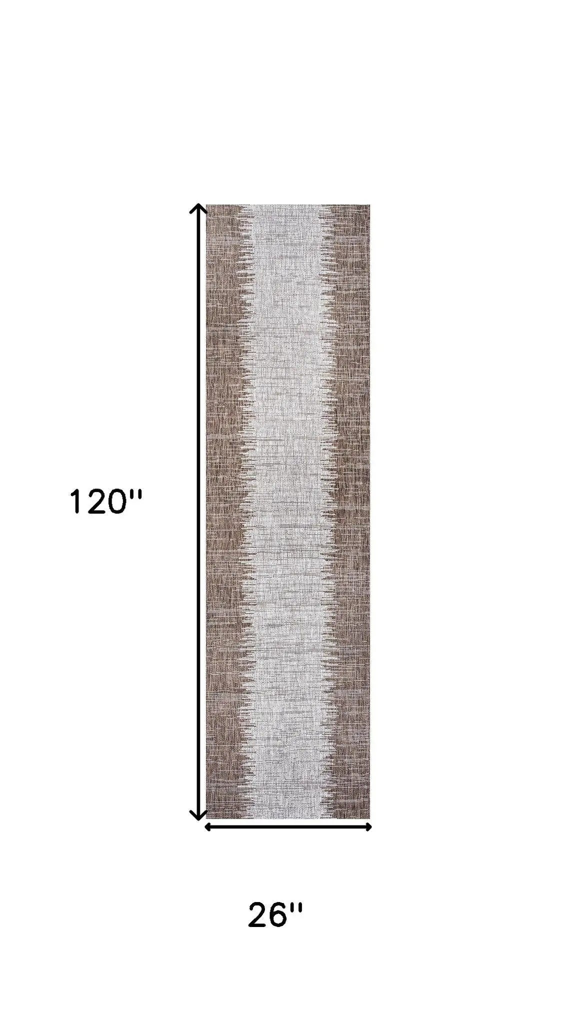 10' Brown And Beige Striped Indoor Outdoor Runner Rug Homeroots Outdoor