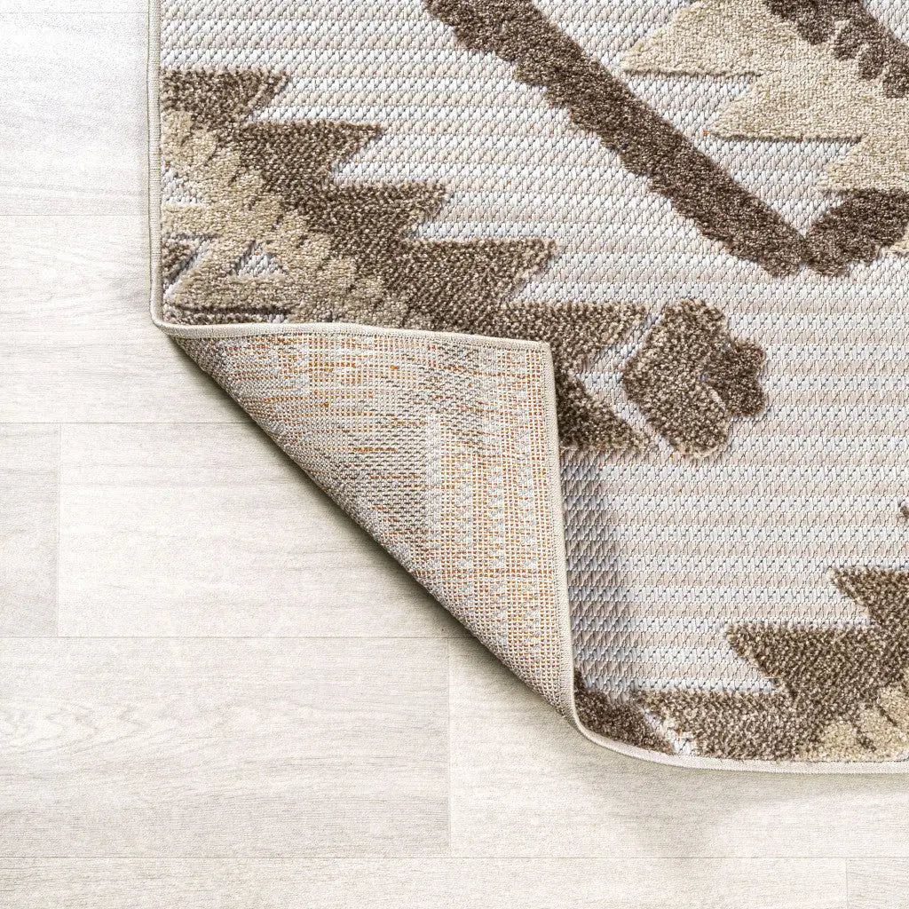 10' Brown And Ivory Moroccan Indoor Outdoor Runner Rug Homeroots Outdoor