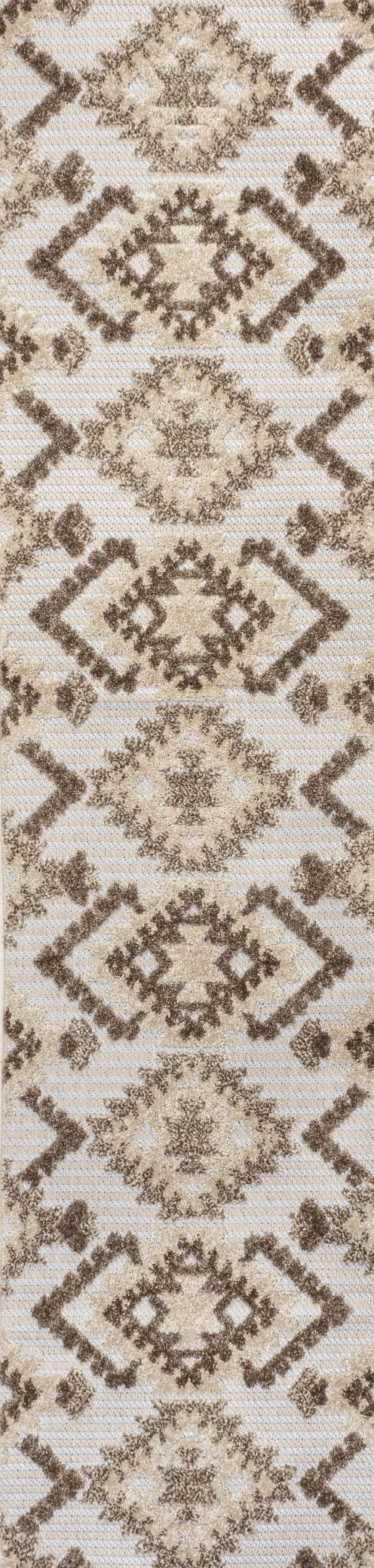 10' Brown And Ivory Moroccan Indoor Outdoor Runner Rug Homeroots Outdoor