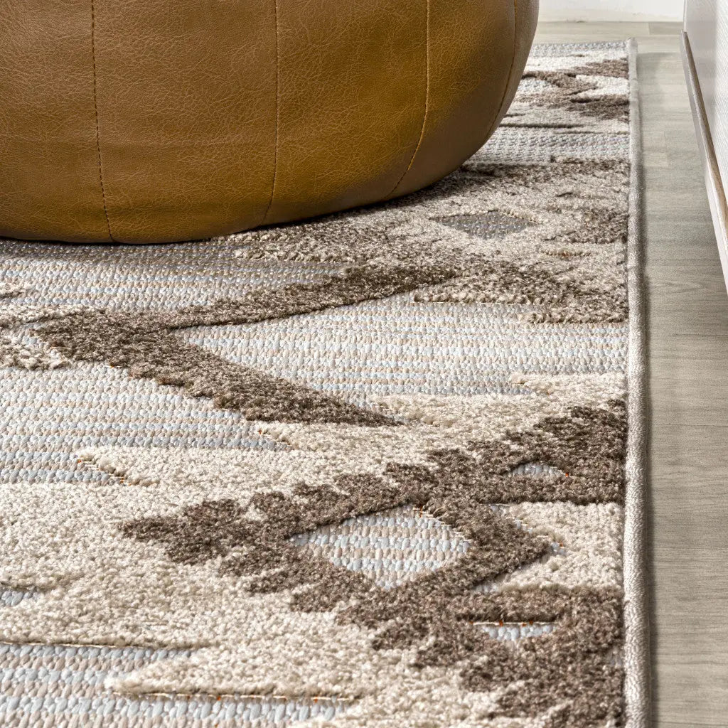 10' Brown And Ivory Moroccan Indoor Outdoor Runner Rug Homeroots Outdoor