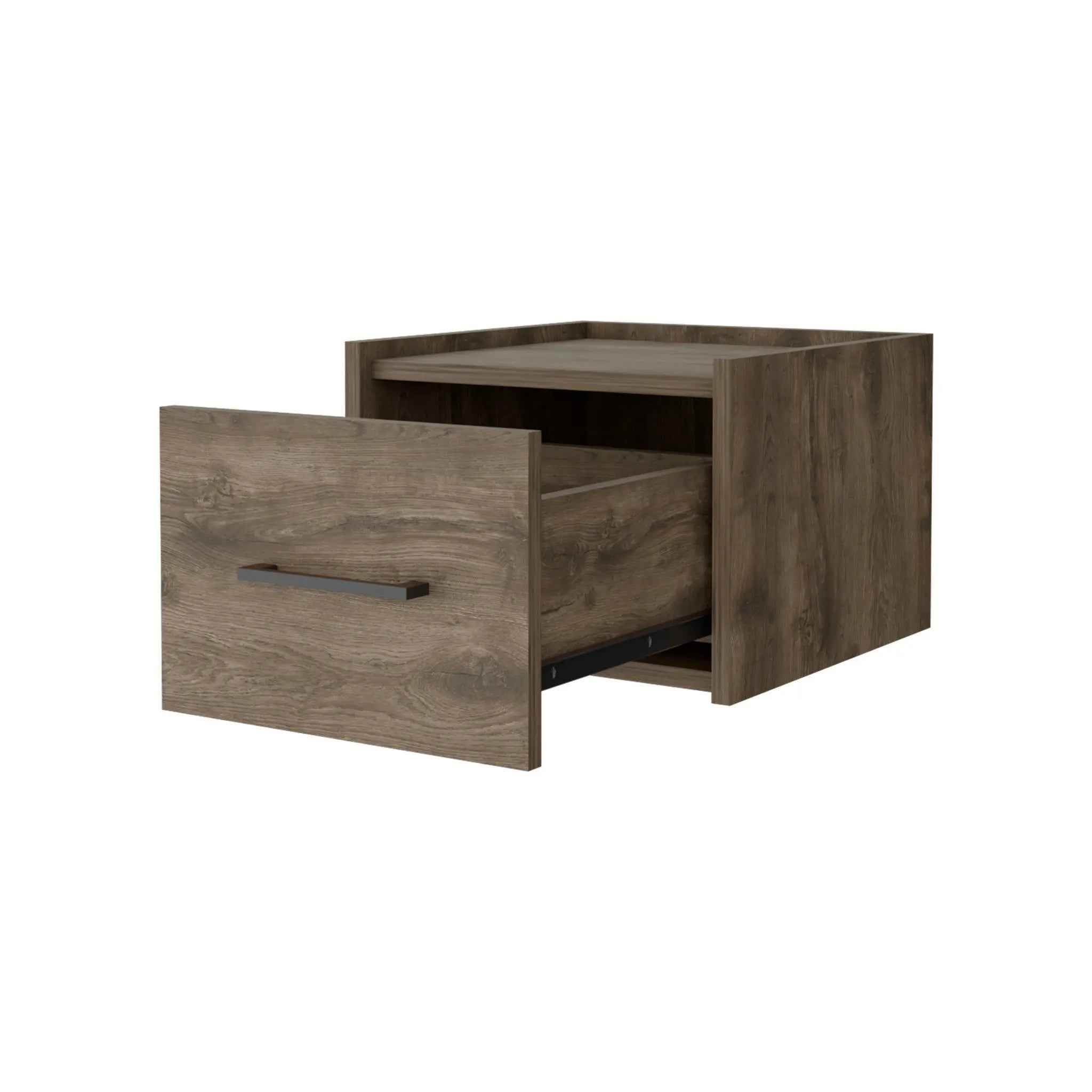 10" Brown Wood One Drawer Floating Nightstand Homeroots Bed & Bath