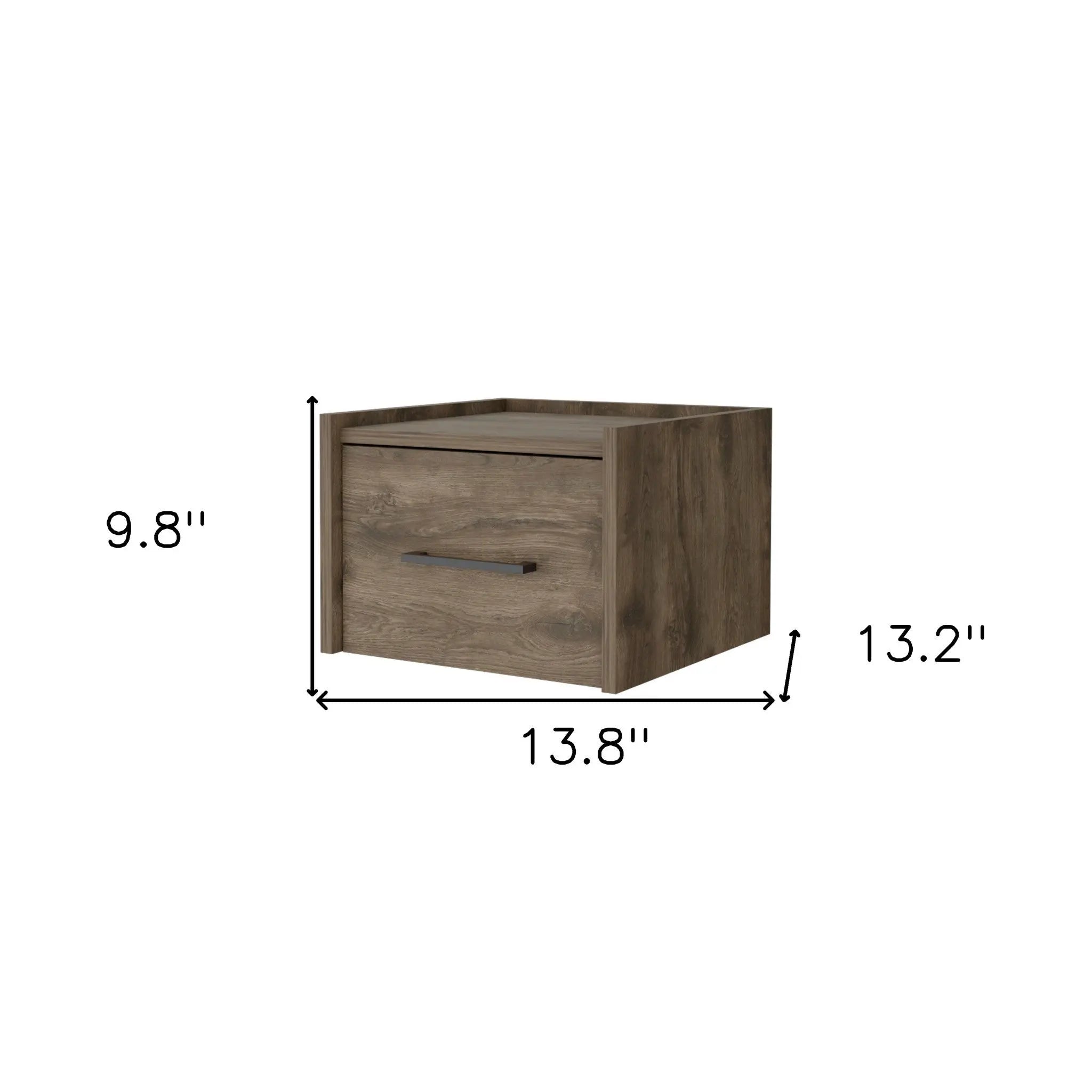 10" Brown Wood One Drawer Floating Nightstand Homeroots Bed & Bath