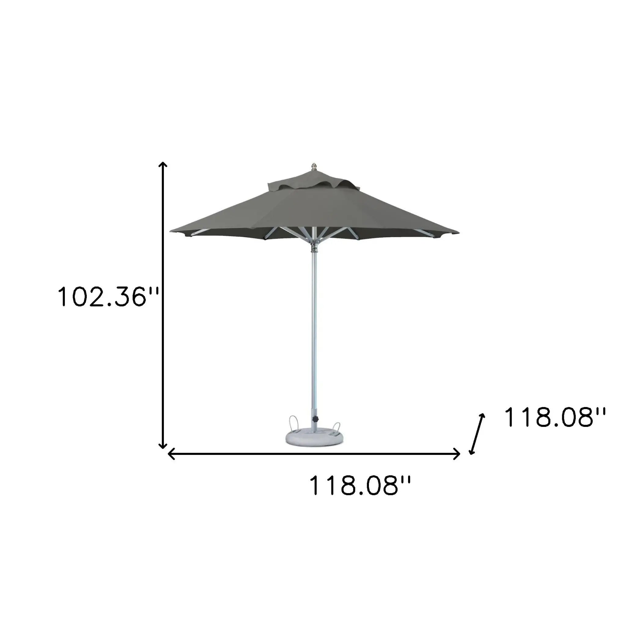 10' Charcoal Polyester Round Market Patio Umbrella Homeroots Outdoor