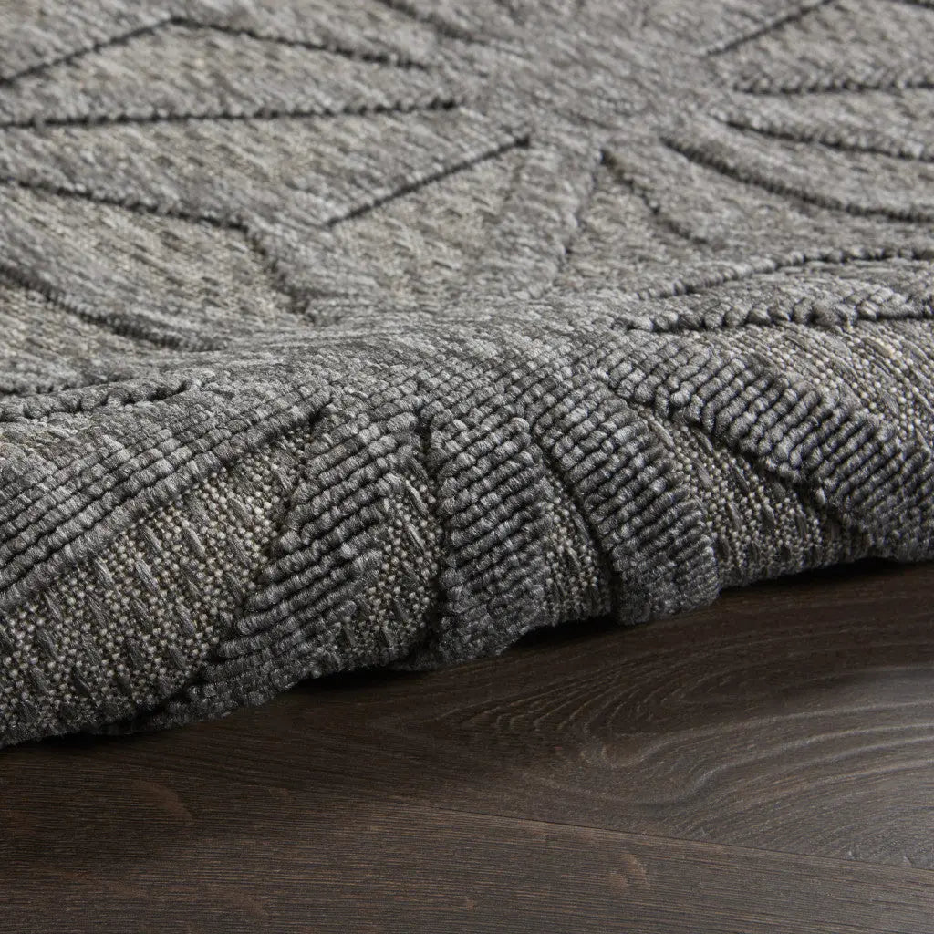 10' Dark Gray And Light Gray Geometric Indoor Outdoor Runner Rug - GreatEagleInc