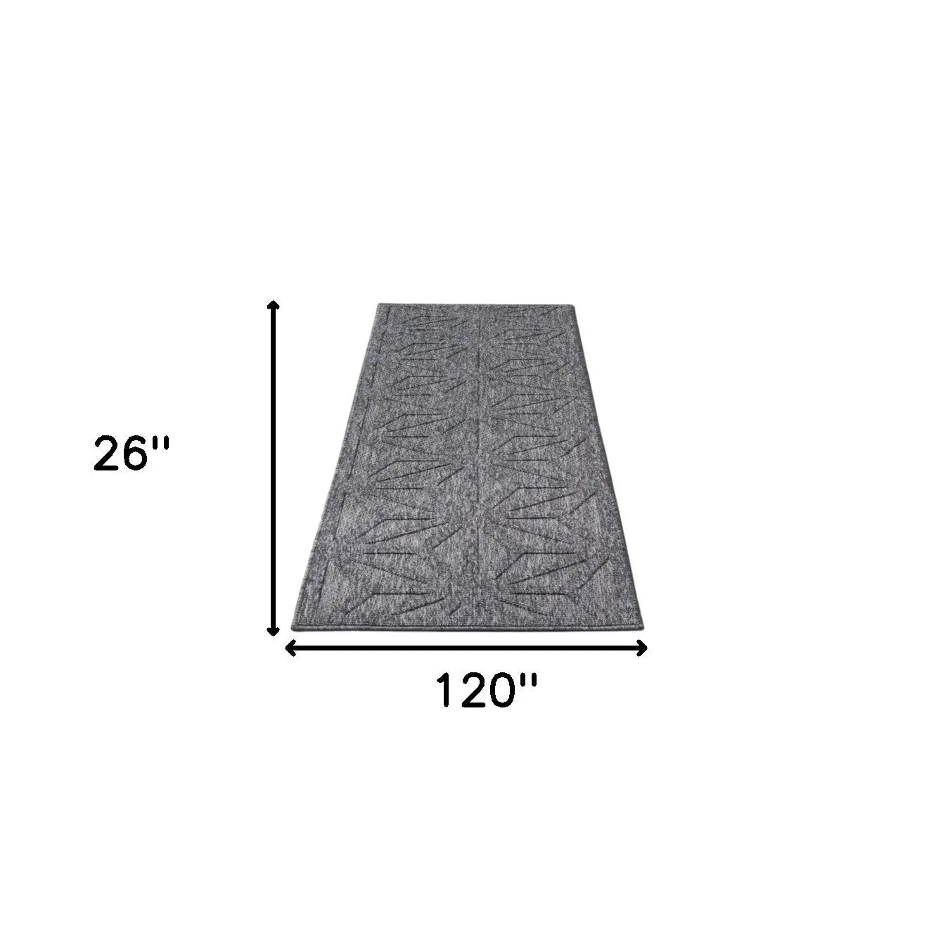10' Dark Gray And Light Gray Geometric Indoor Outdoor Runner Rug - GreatEagleInc