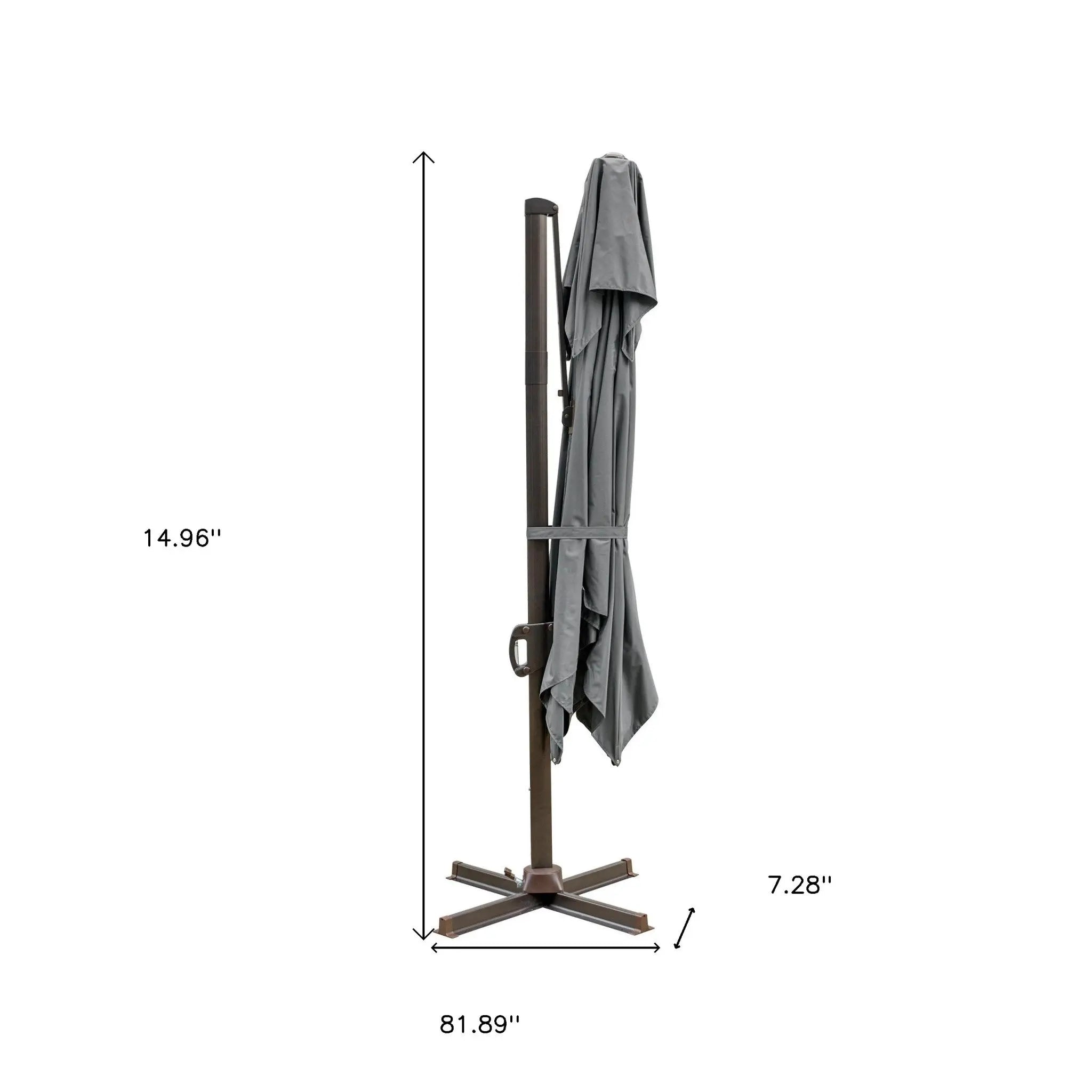 10' Dark Gray Polyester Square Tilt Cantilever Patio Umbrella With Stand Homeroots Outdoor
