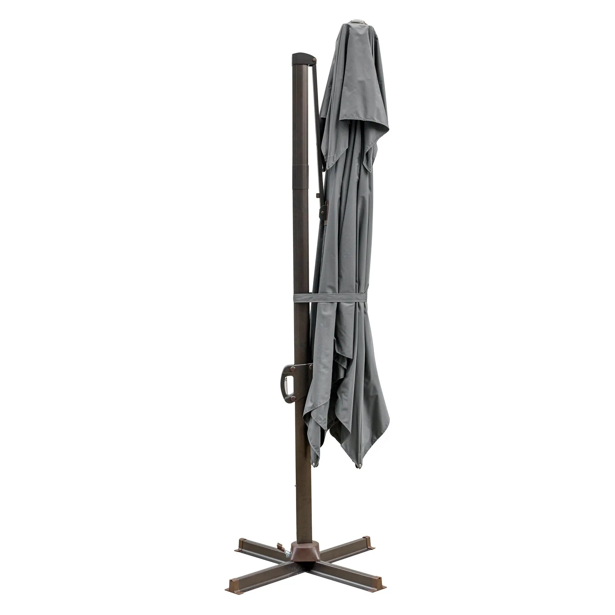 10' Dark Gray Polyester Square Tilt Cantilever Patio Umbrella With Stand Homeroots Outdoor