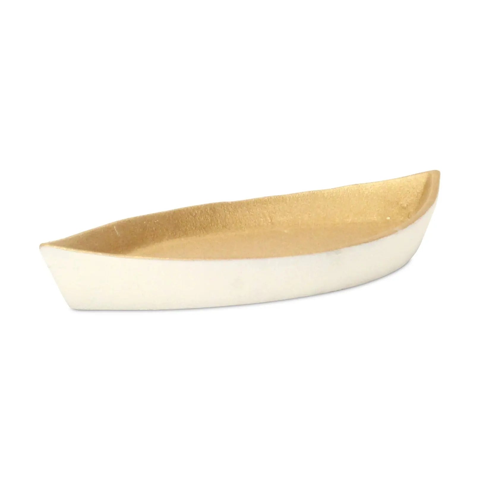 10" Gold And Off White Cast Iron Oval Boat Shaped Tray Homeroots Kitchen & Dining