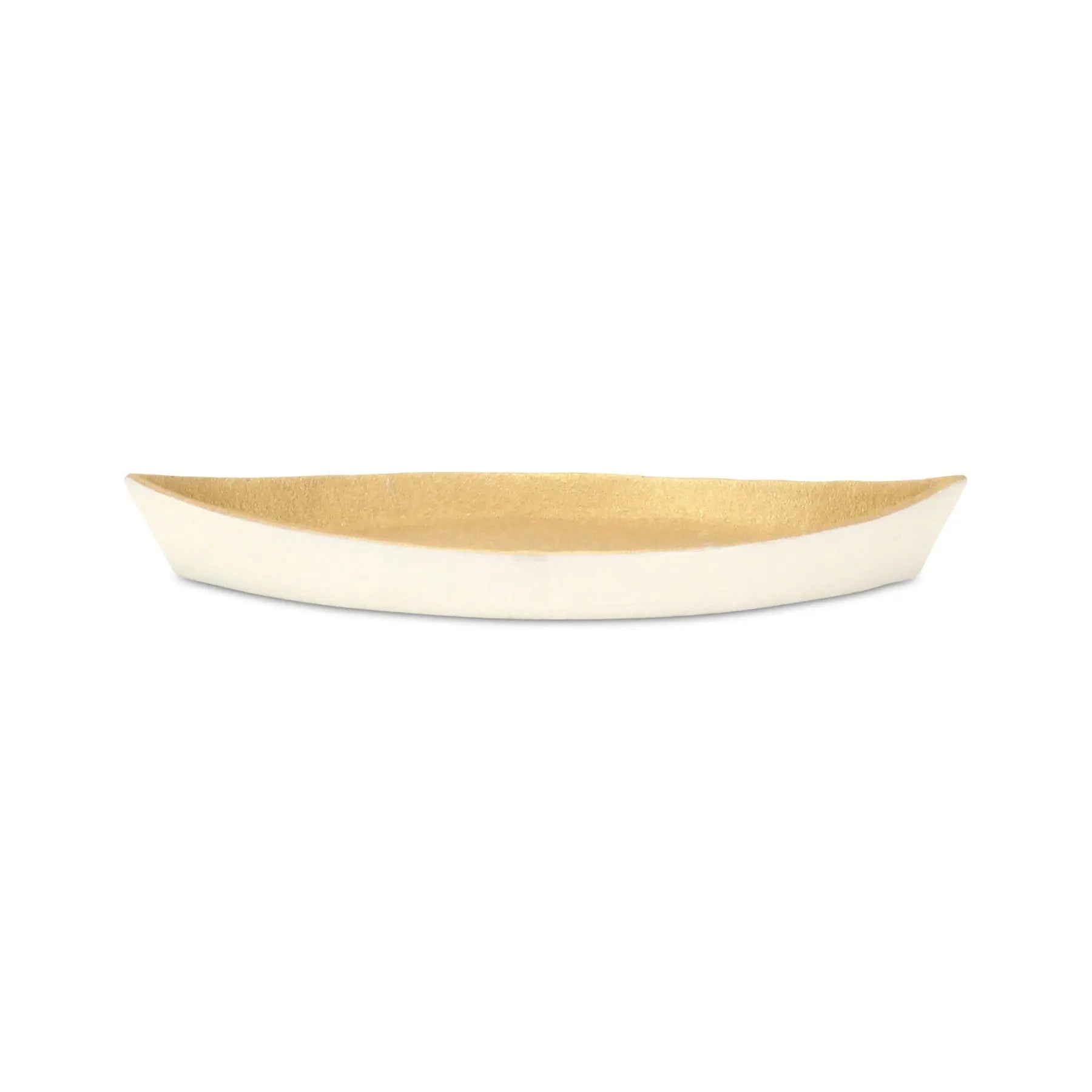 10" Gold And Off White Cast Iron Oval Boat Shaped Tray Homeroots Kitchen & Dining