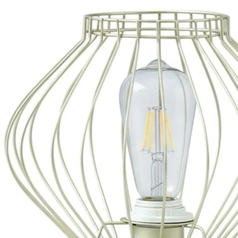 10" Gold Bedside Table Lamp With Gold Cage Shade Homeroots Lighting