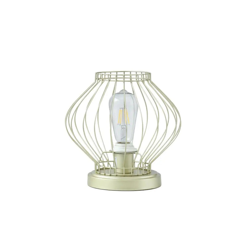 10" Gold Bedside Table Lamp With Gold Cage Shade Homeroots Lighting