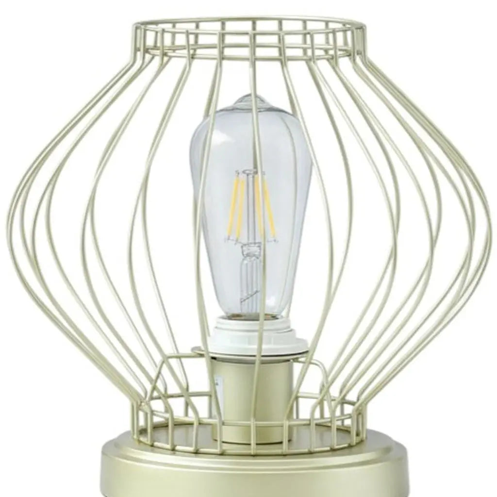 10" Gold Bedside Table Lamp With Gold Cage Shade Homeroots Lighting