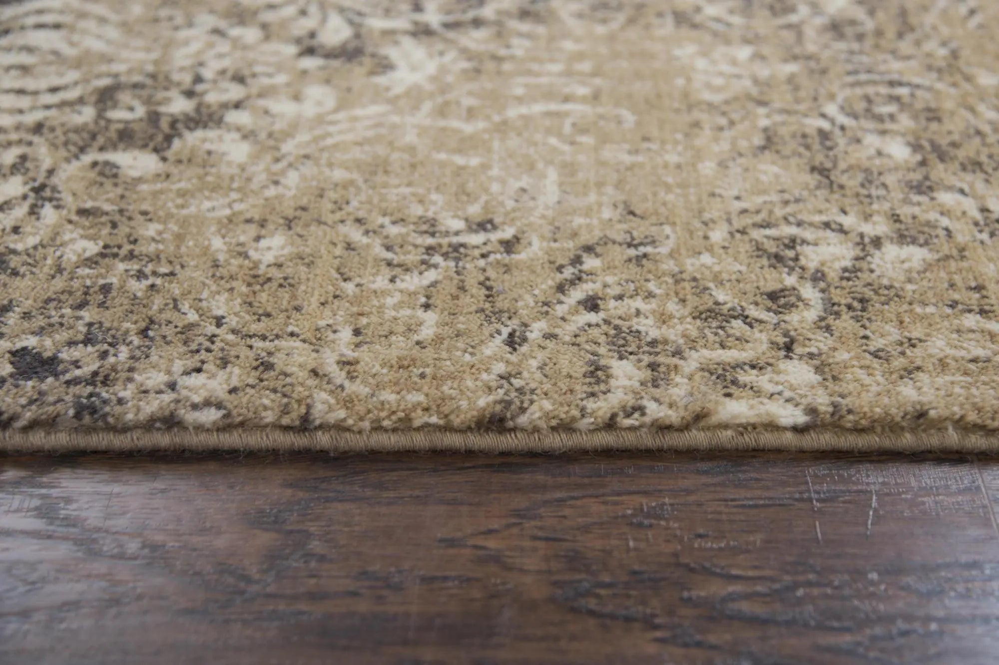 10' Gold Beige And Ivory New Zealand Lambs Wool Damask Hand Carved Handmade Area Rug Homeroots Home Decor