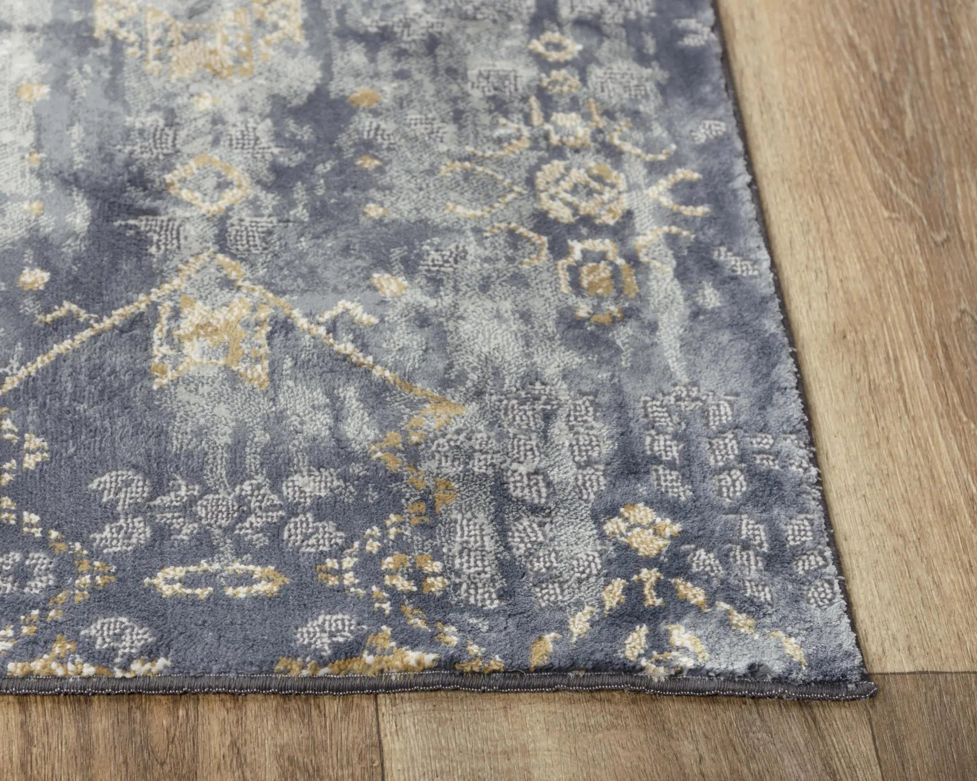 10' Gold Charcoal And Ivory Abstract Area Rug Homeroots Home Decor