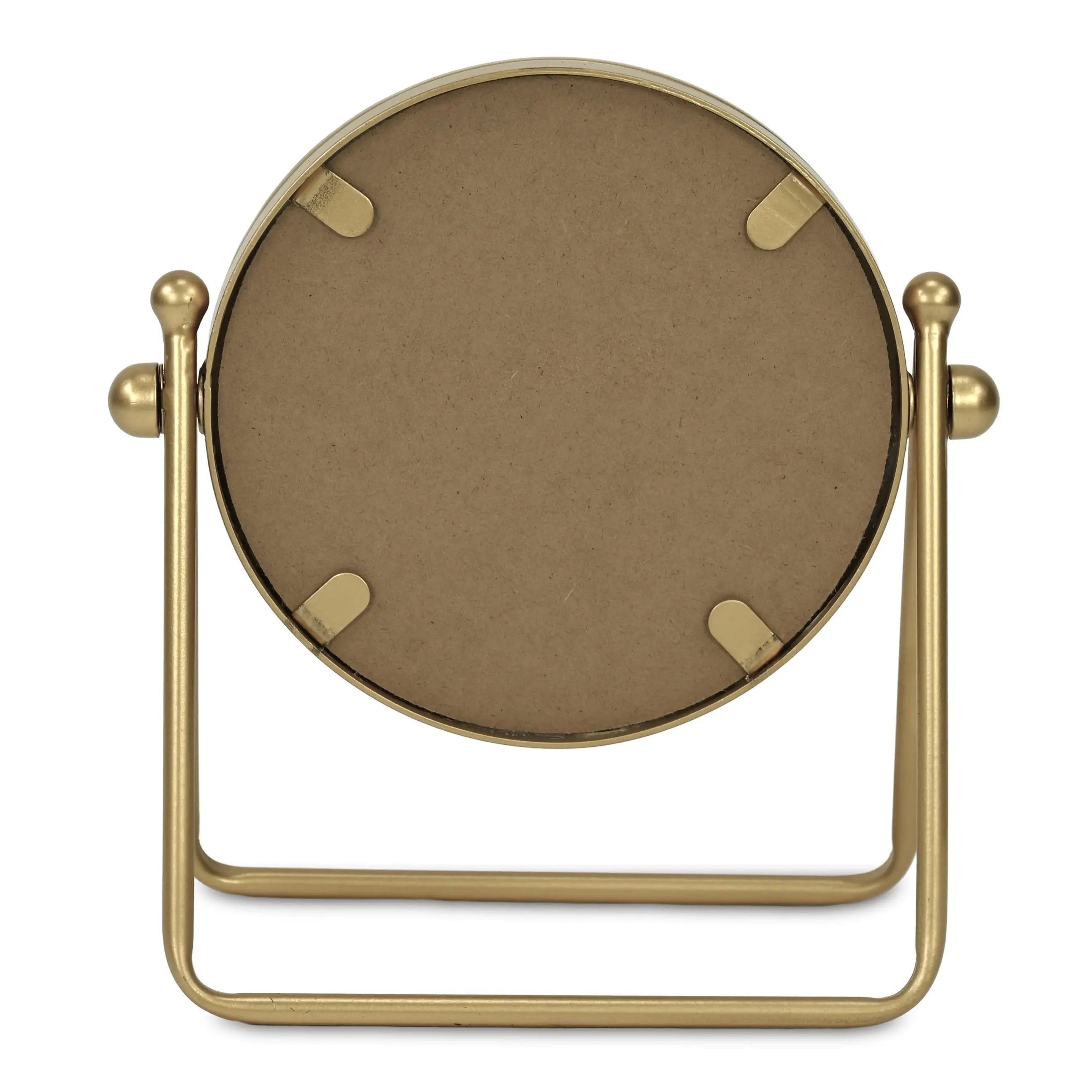 10" Gold Metal Round Tilting Framed Makeup Shaving Tabletop Mirror Homeroots Bed & Bath