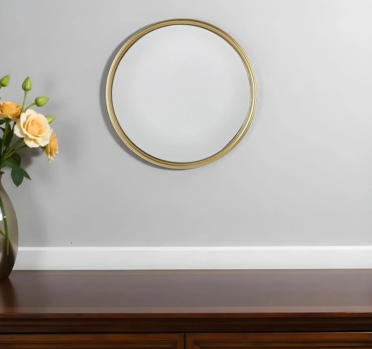 10" Gold Round Iron Textured Framed Accent Mirror Homeroots Bed & Bath