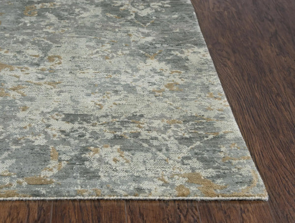 10' Gray And Beige New Zealand Lambs Wool Floral Hand Carved Handmade Area Rug Homeroots Home Decor