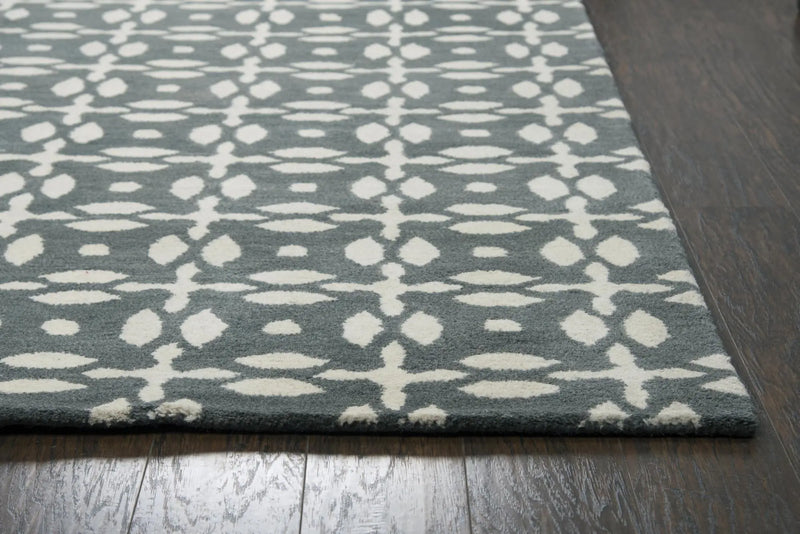 10' Gray And Beige Wool Geometric Hand Tufted Round Rug Homeroots Home Decor