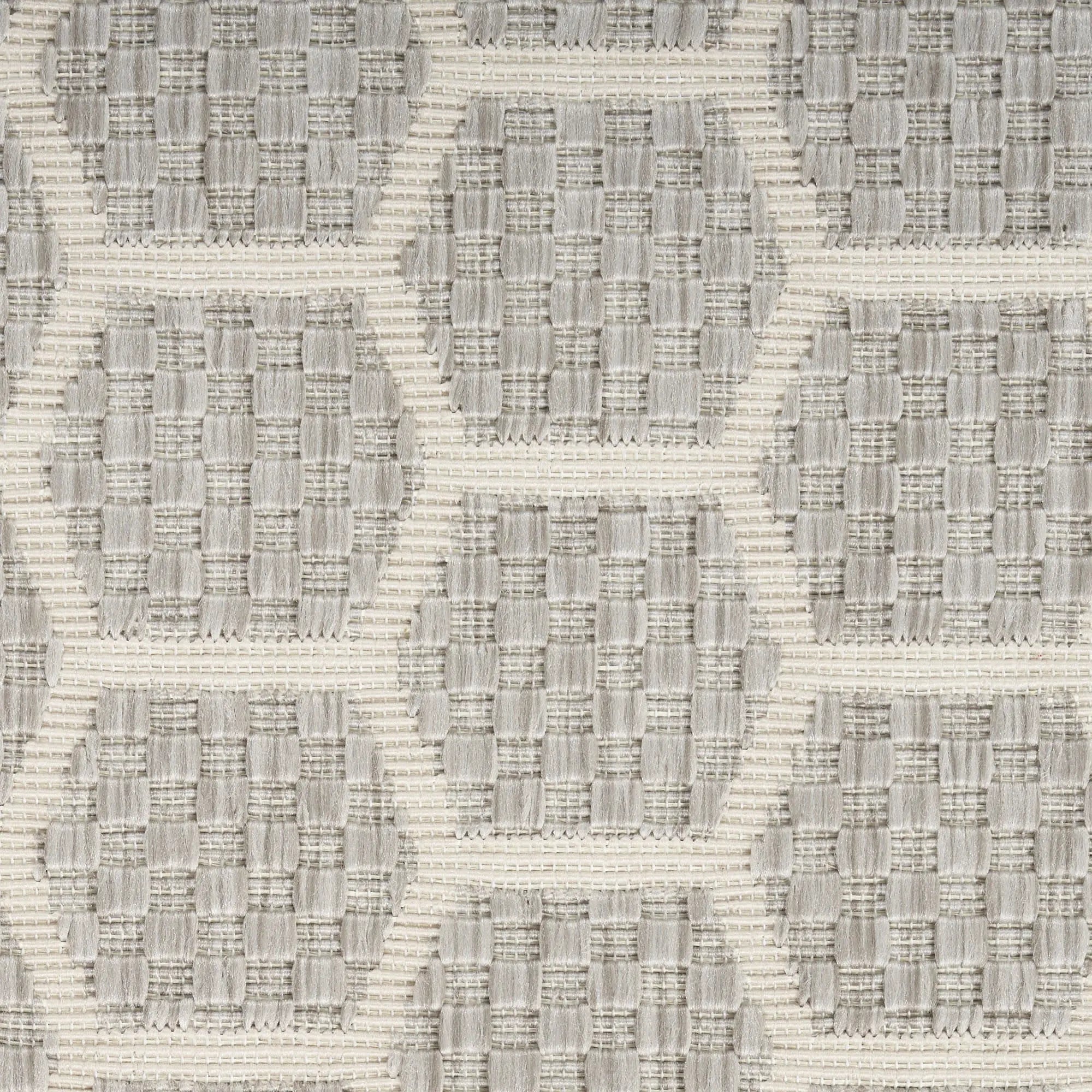 10' Gray And Ivory Geometric Indoor Outdoor Runner Rug Homeroots Outdoor